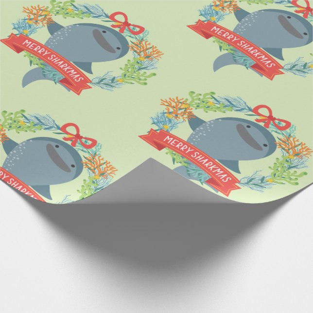 Funny Whale Shark Christmas Wrapping Paper (Corner)