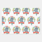 Funny Whale Shark Christmas Wrapping Paper Sheets (Front)
