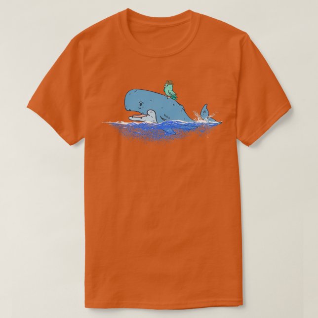 Funny Whale Shirt With Bird 1 (Design Front)