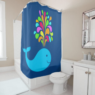 Funny whale shower curtain