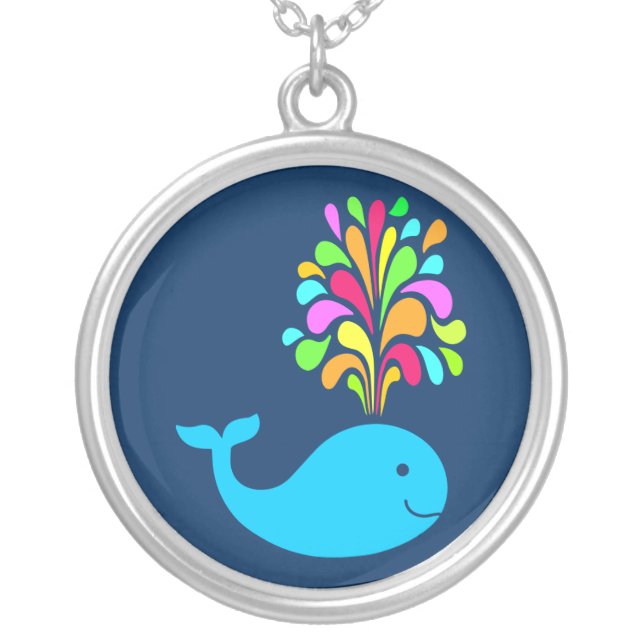 Funny whale silver plated necklace (Front)