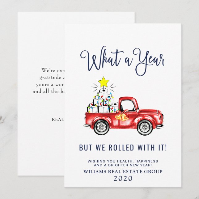 Funny What a Year Christmas Corporate Holiday Card (Front/Back)