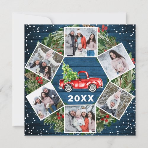 Funny What a Year Christmas Red Truck 6 PHOTO Holiday Card