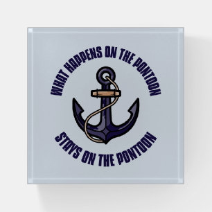 Funny What Happens on the Pontoon Vacation Trip Paperweight