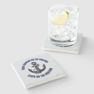 Funny What Happens on the Pontoon Vacation Trip Stone Coaster