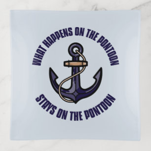 Funny What Happens on the Pontoon Vacation Trip Trinket Tray