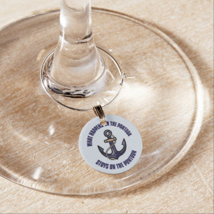 Funny What Happens on the Pontoon Vacation Trip Wine Charm