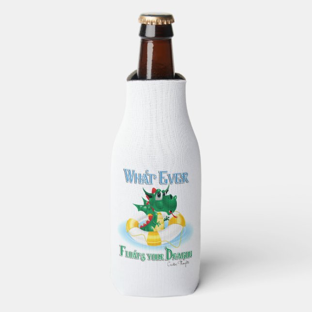 Funny Whatever Floats Your Dragon Bottle Cooler (Bottle Front)