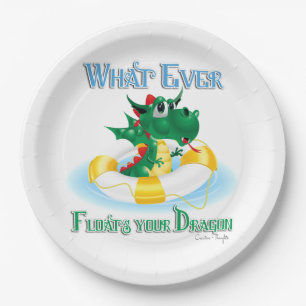 Funny Whatever Floats Your Dragon Paper Plates