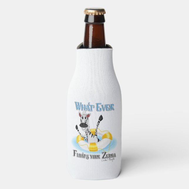 Funny Whatever Floats your Zebra Bottle Cooler (Bottle Front)