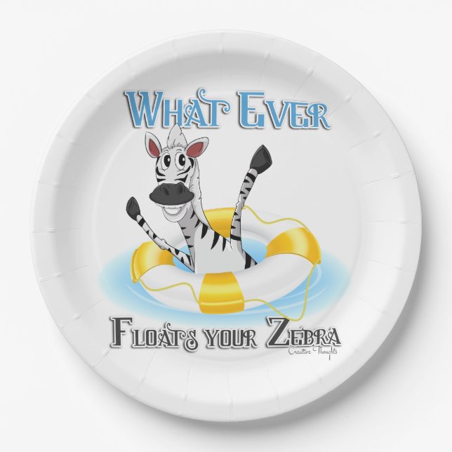 Funny Whatever Floats your Zebra Paper Plates (Front)