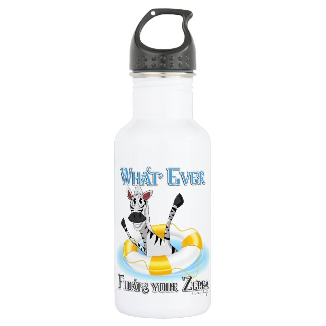 Funny Whatever Floats your Zebra Water Bottle (Front)