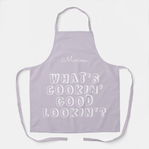 Funny whats cooking good lookin purple  apron