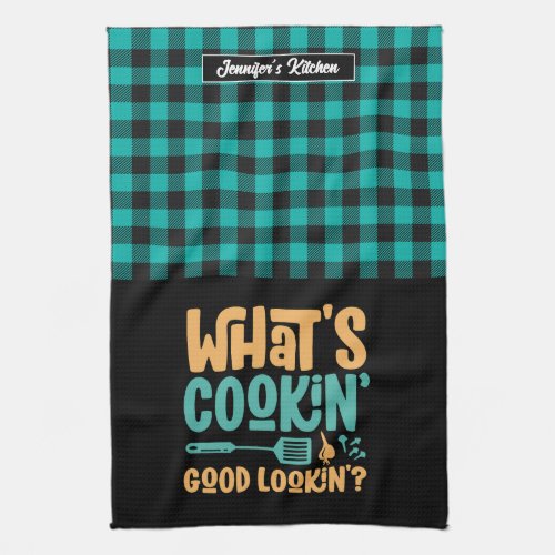 Funny Whats Cooking Good Looking Personalized Kitchen Towel