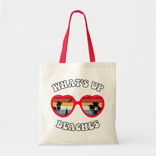 Funny Whats Up Beaches Retro Sunset Sunglasses Tote Bag