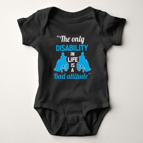 Funny Wheelchair Handicap Gift Positive Disability Baby Bodysuit