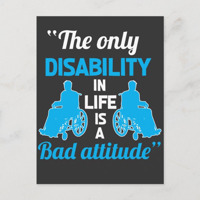 Funny Wheelchair Handicap Gift Positive Disability Postcard (Front)