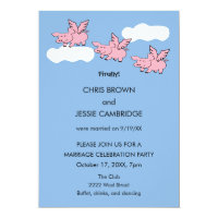 Funny when pigs fly finally married invitation