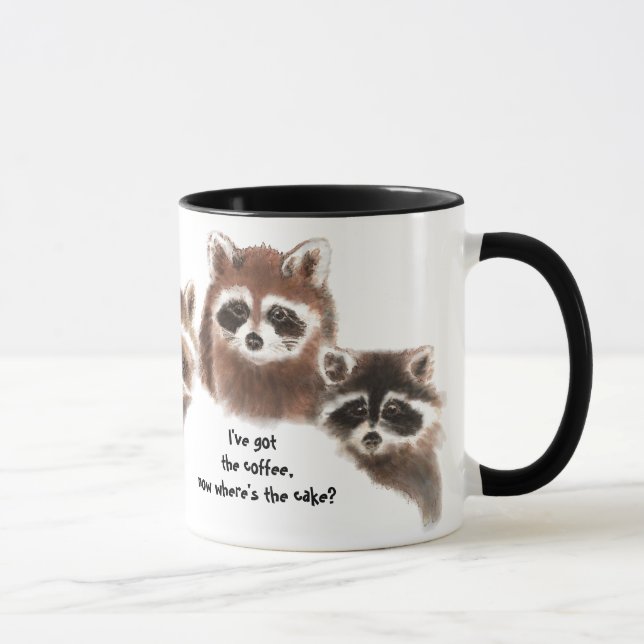 Funny, Where's the Cake, Raccoon Mug, Animal Mug (Right)