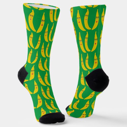 Funny Whimsical Bananas Pattern Fun Fruity Faces  Socks