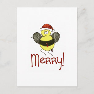 Funny Whimsical Bee Merry Christmas Holiday