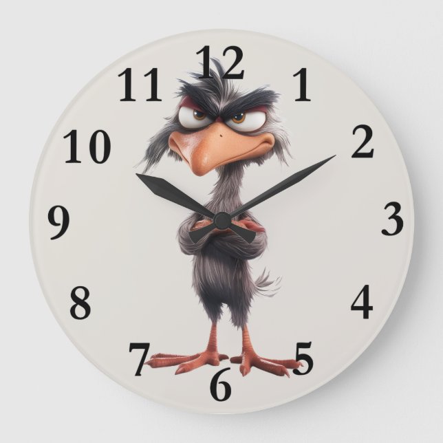 Funny Whimsical bird Large Clock (Front)