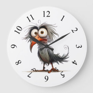 Funny whimsical bird large clock
