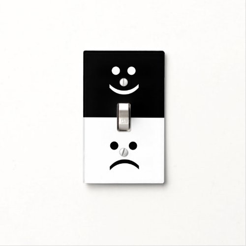 Funny Whimsical Black White Sad Face Mood Light Switch Cover