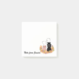 Funny whimsical cat love couple personalized post-it notes