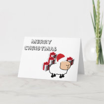 Funny whimsical cute Christmas sheep Holiday Card