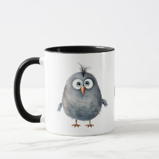 Funny whimsical cute early bird cartoon coffee mug
