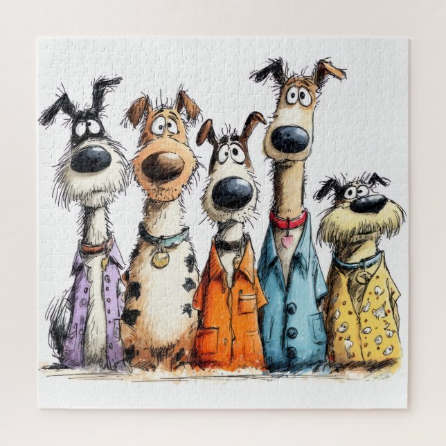 Funny whimsical dogs jigsaw puzzle (Vertical)