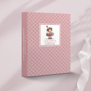 Funny Whimsical Girl 10th Birthday Pink memory 3 Ring Binder