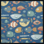 Funny Whimsical Ocean Sea Fish Blue Pattern Fabric<br><div class="desc">Funny Whimsical Ocean Sea Fish Blue Pattern Fabric</div>