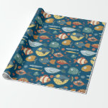 Funny Whimsical Ocean Sea Fish Blue Pattern Wrapping Paper<br><div class="desc">Funny Whimsical Ocean Sea Fish Blue Pattern Wrapping Paper</div>
