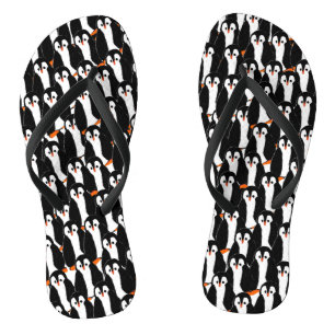 Funny Whimsical Piles of Penguins Flip Flops