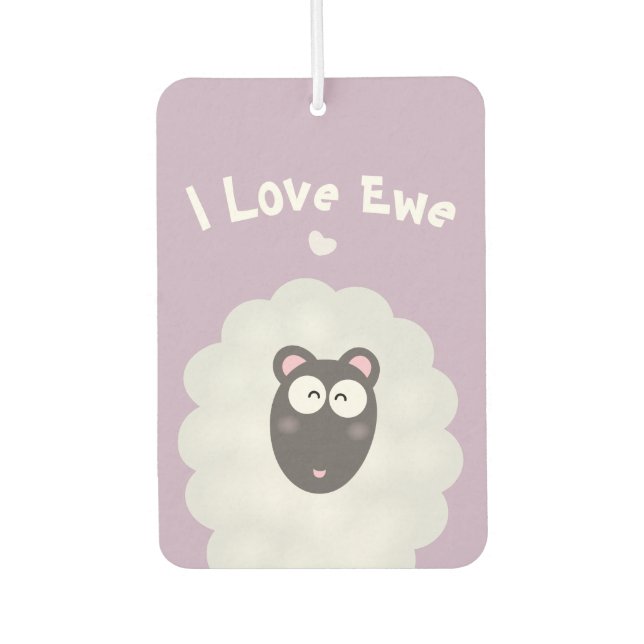 Funny Whimsical Pun I Love You Cute Pastel Purple Air Freshener (Front)