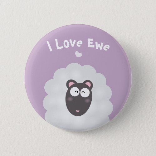Funny Whimsical Pun I Love You Cute Pastel Purple Button