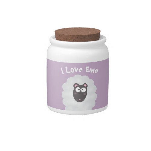 Funny Whimsical Pun I Love You Cute Pastel Purple Candy Jar