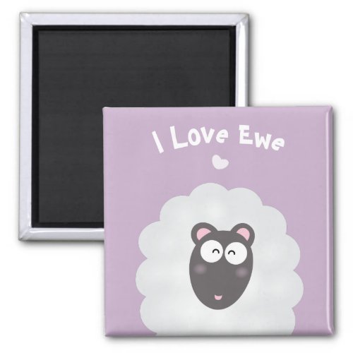Funny Whimsical Pun I Love You Sweet Pastel Purple Magnet