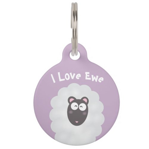 Funny Whimsical Pun I Love You Sweet Pastel Purple Pet ID Tag