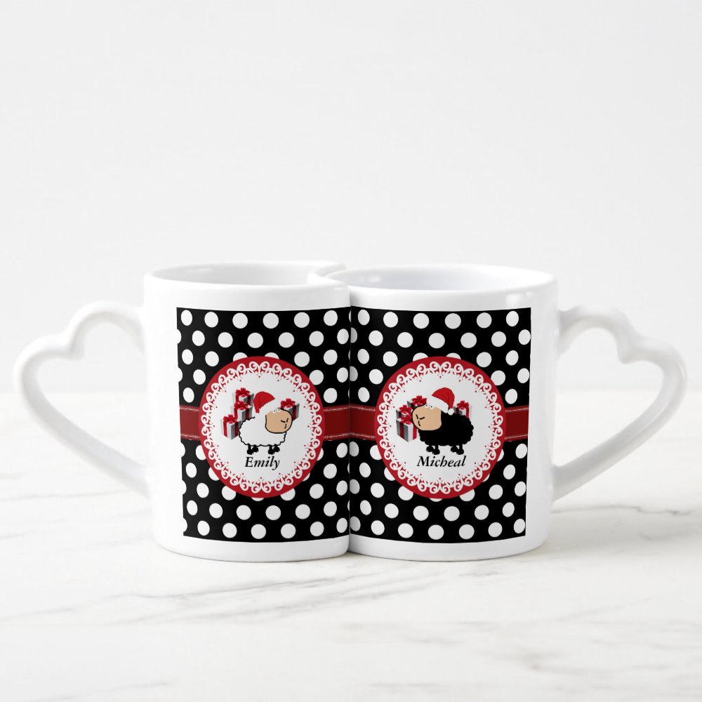 Discover Funny Whimsical Sheep Love Couple Personalize Coffee Mug Set