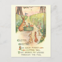 Funny Whimsical Vintage Easter Bunnies and Rhyme