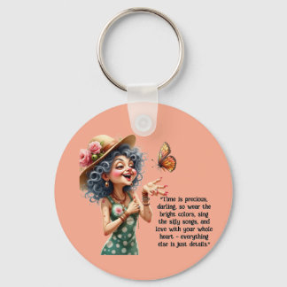 Funny Whimsical Woman Keychain