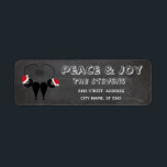 Funny whimsy black santa cat couple label<br><div class="desc">Elegant trendy holiday Christmas Santa cat couple winter chalkboard design.</div>