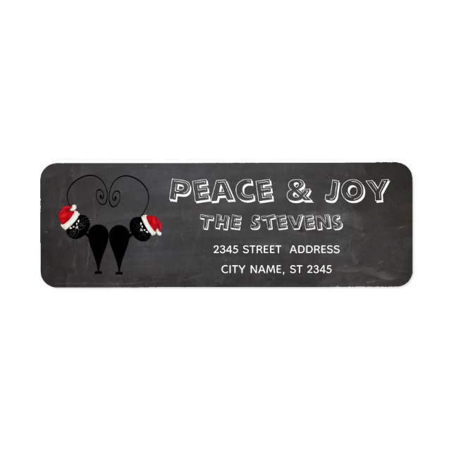 Funny whimsy black santa cat couple label (Front)