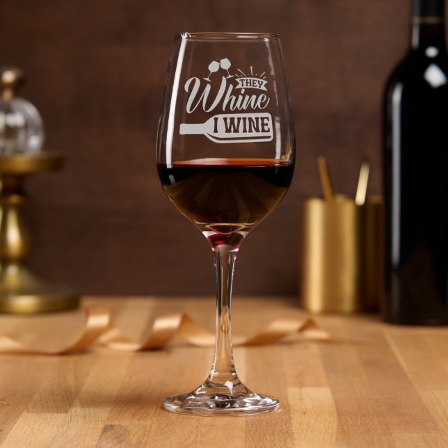 Funny whine wine word art glass (Party)