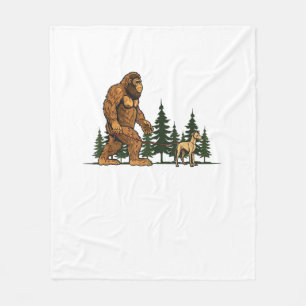 Funny Whippet Bigfoot Dog Walking Dog Mom Dad Kids Fleece Blanket