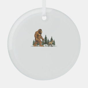 Funny Whippet Bigfoot Dog Walking Dog Mom Dad Kids Glass Ornament