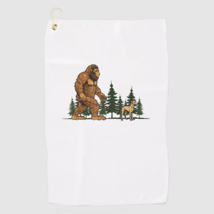 Funny Whippet Bigfoot Dog Walking Dog Mom Dad Kids Golf Towel